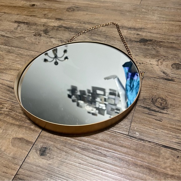 Nordic Round Gold Hanging Mirror Metal Frame Gold Decorative Wall Glass Decor - Picture 3 of 10